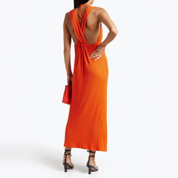 Walter Baker Carmen Ribbed Jersey Halterneck Midi Dress - Picture 2 of 15